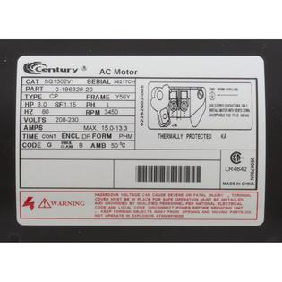 Motor, Century, 3Hp, 208-230V, 1-Sp, Sf1.15, 56Yfr