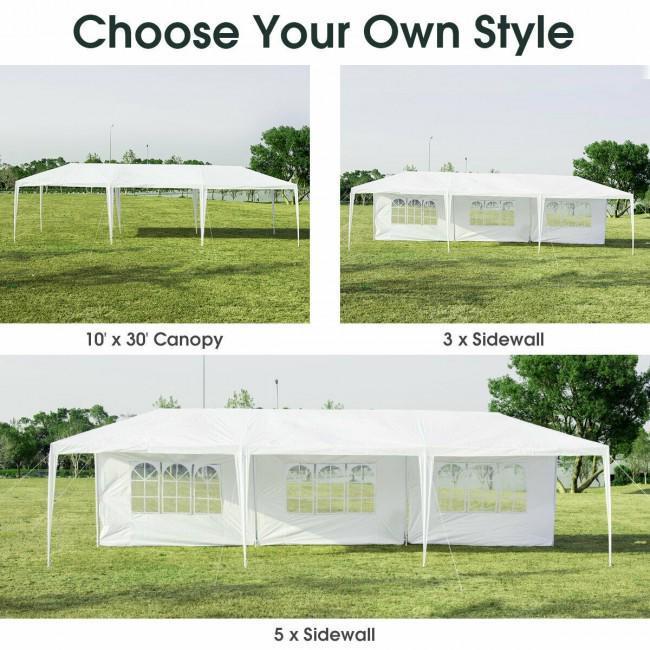 10 x 30 Feet Gazebo Canopy with 5 Removable Sidewalls for