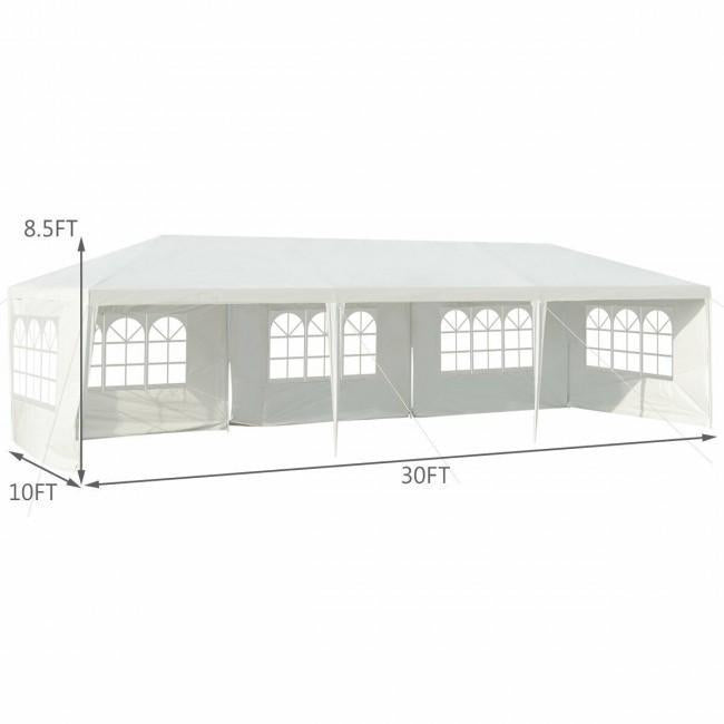 10 x 30 Feet Gazebo Canopy with 5 Removable Sidewalls for