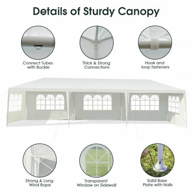 10 x 30 Feet Gazebo Canopy with 5 Removable Sidewalls for