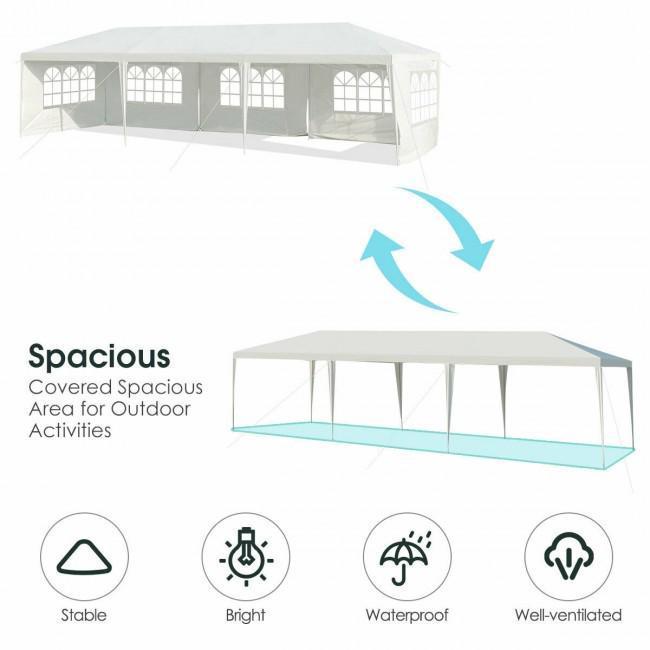 10 x 30 Feet Gazebo Canopy with 5 Removable Sidewalls for
