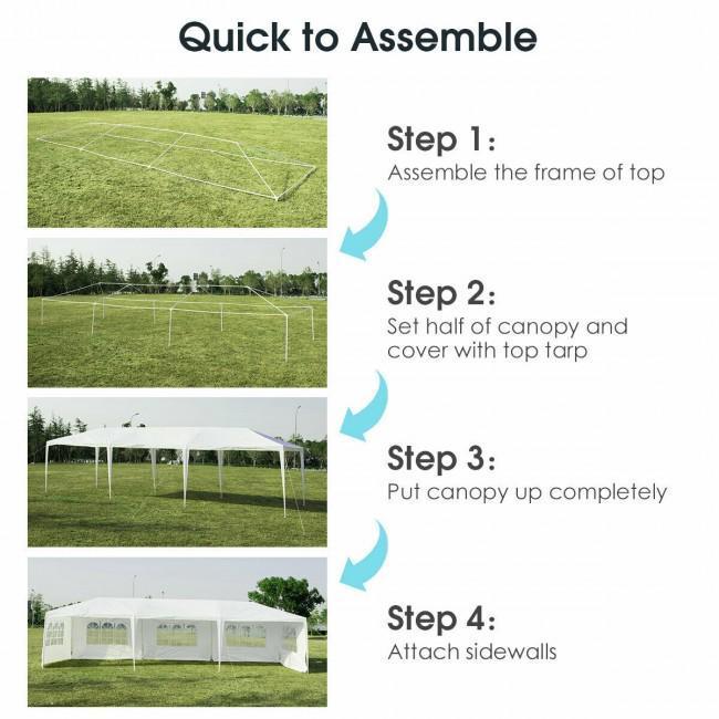 10 x 30 Feet Gazebo Canopy with 5 Removable Sidewalls for