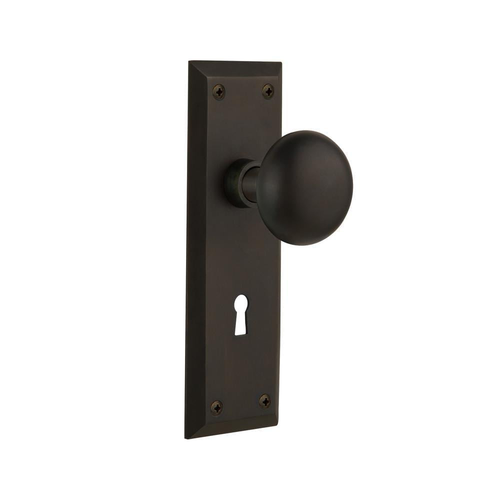 York Plate with Keyhole 2-3/8 in. Backset Oil-Rubbed Bronze Privacy Bed/Bath York Door Knob
