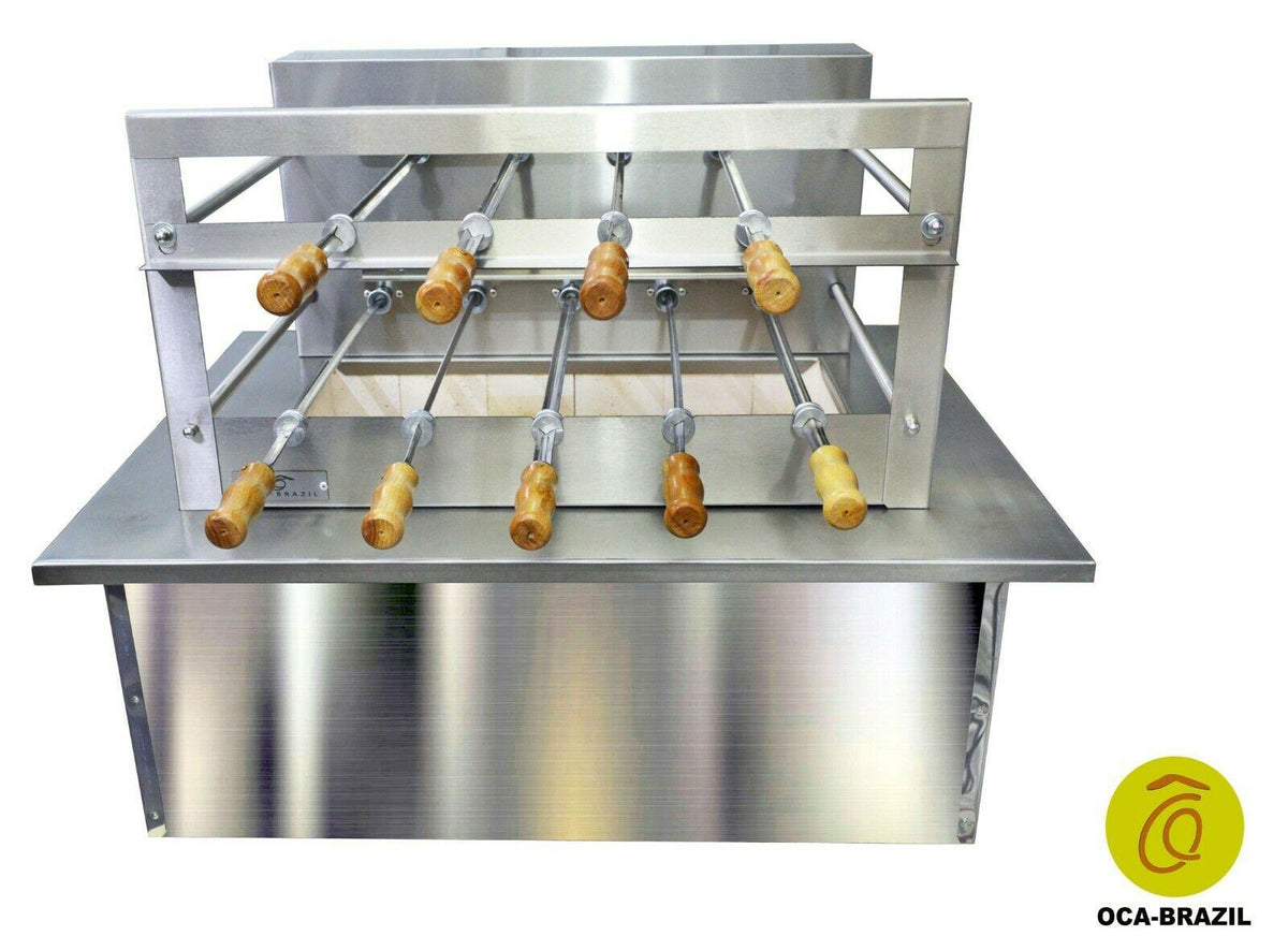 Brazilian BBQ Charcoal Grill with Firebox - 9 Skewers - Oca-Brazil