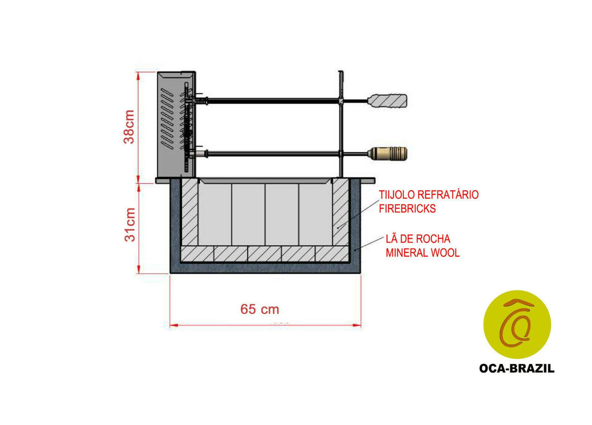 Brazilian BBQ Charcoal Grill with Firebox - 9 Skewers - Oca-Brazil