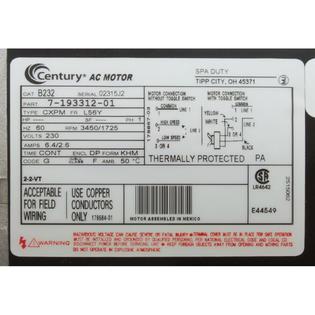 Motor, Century, 1.0 Horsepower, 230v, 2 Speed, 56 Y Frame