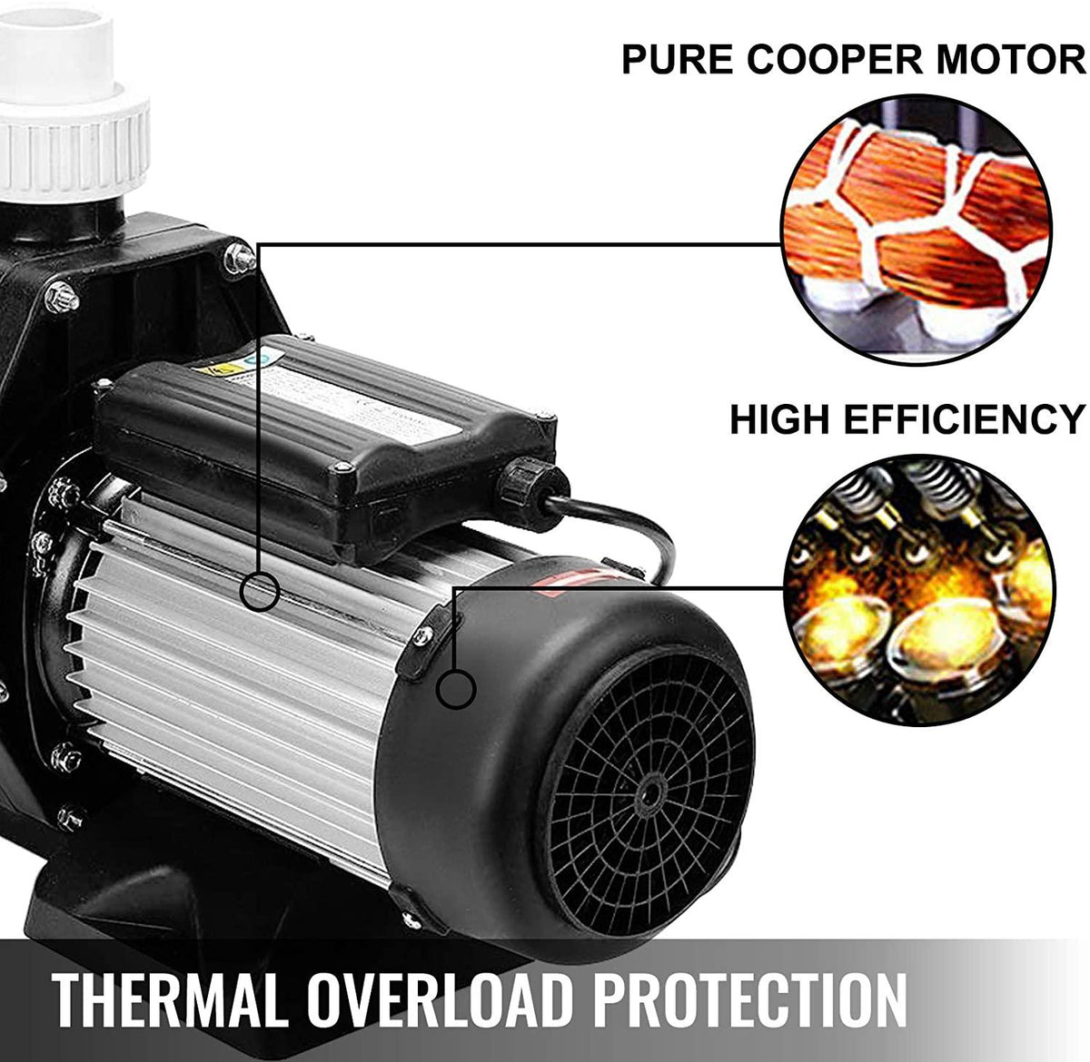 Happybuy Swimming Pool Filter Pump 2.5HP, Inground Swimming Pool Pump 1850W, Swimming Pool Pump 148GPM, Single Speed Filter for Spa Water Circulation Above Ground Apply Swimming Pool, Bathtub