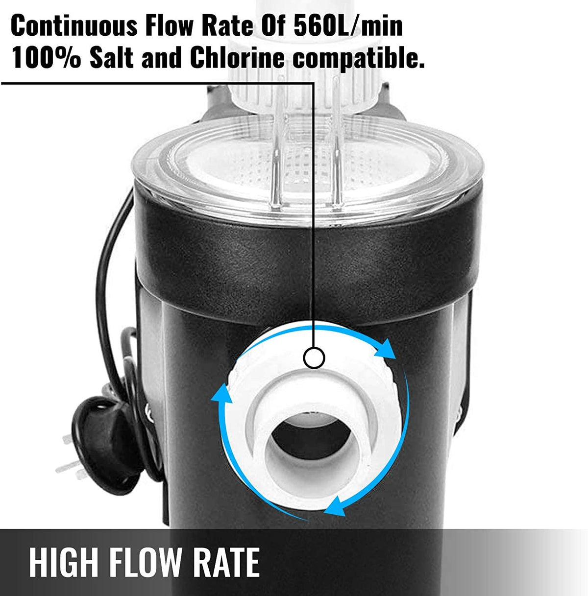Happybuy Swimming Pool Filter Pump 2.5HP, Inground Swimming Pool Pump 1850W, Swimming Pool Pump 148GPM, Single Speed Filter for Spa Water Circulation Above Ground Apply Swimming Pool, Bathtub