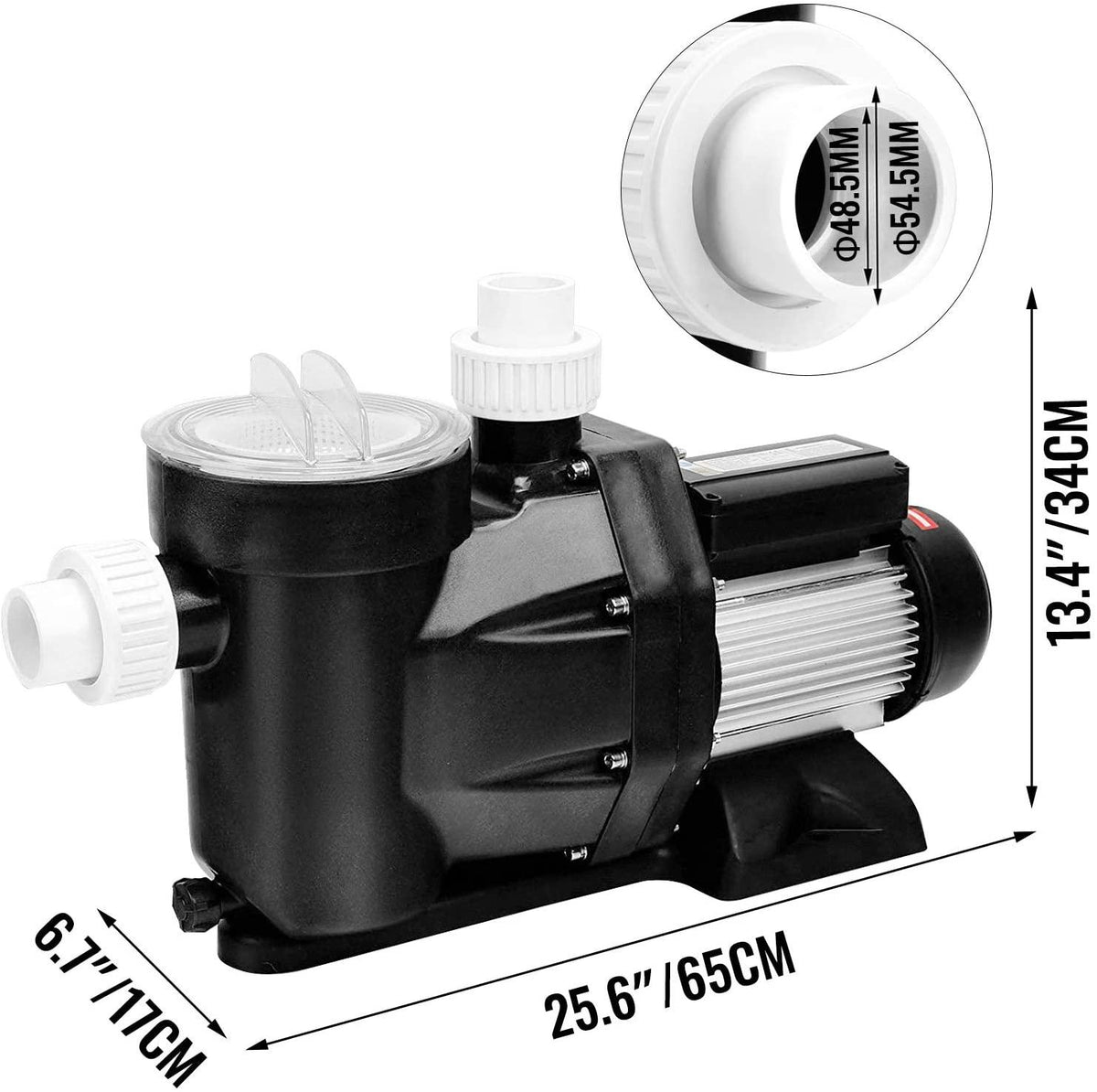 Happybuy Swimming Pool Filter Pump 2.5HP, Inground Swimming Pool Pump 1850W, Swimming Pool Pump 148GPM, Single Speed Filter for Spa Water Circulation Above Ground Apply Swimming Pool, Bathtub