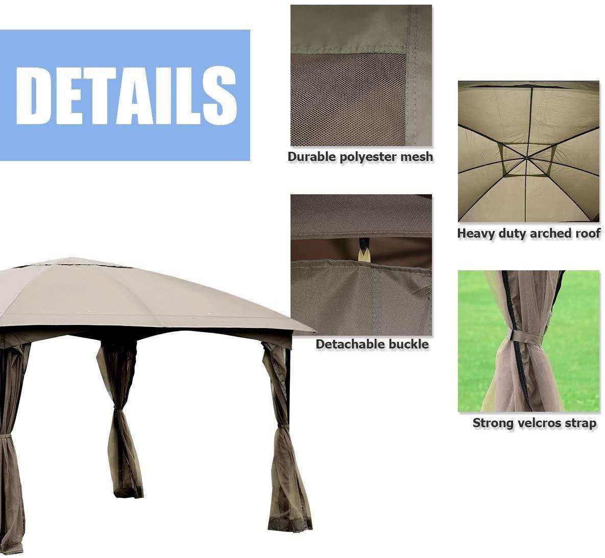 11.5' x 11.5' Fully Enclosed Outdoor Gazebo with Removable 4 Walls