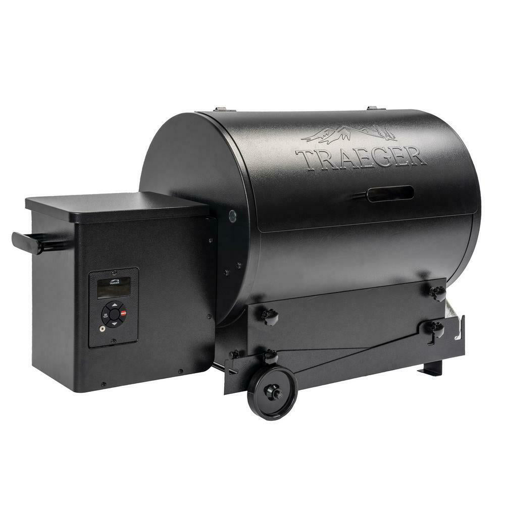 Traeger Outdoor Wood Pellet Grill Porcelain Coated Steel 2-Wheels Barrel Black