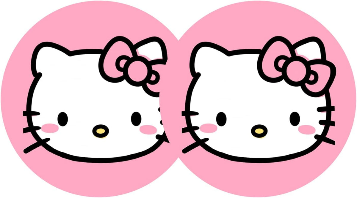 Hello Pink Cat Anime Car Cup Holder Coasters - 2PCS 2.75" Cute Kitty Cat Kawaii Cartoon Silicone Cat Car Cup Insert Coasters for Women Girl Best Gifts by FLYEEGO
