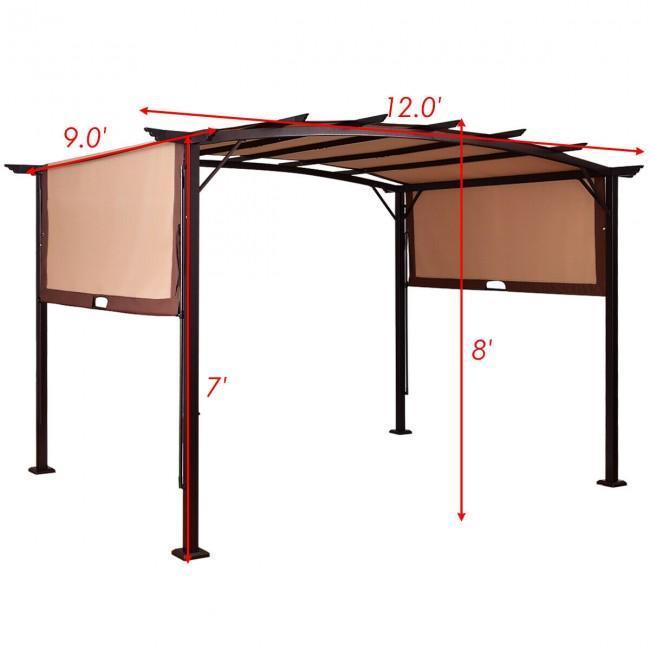 12 x 9 ft Outdoor Pergola Gazebo Canopy Sun Shelter with