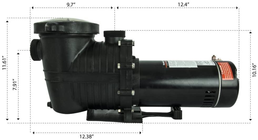 Rx Clear Mighty Niagara Pump| for In-Ground Swimming Pools | Single Speed |1 HP Pump | Electrical Hookup 115 Volt | 5.7/11.5 Amps | 1 ½" Plumbing Connections