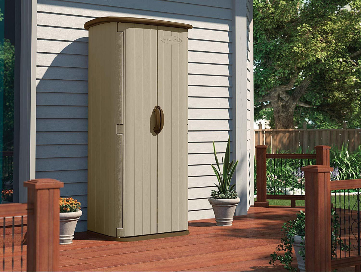 Suncast Vertical Utility Shed, Garden,Patio,Storage,Outdoor,Lawn, Utility, Shelf