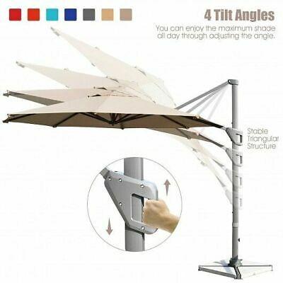 11ft Patio Offset Umbrella with 360 Rotation and Tilt System-Coffee - Color: Co