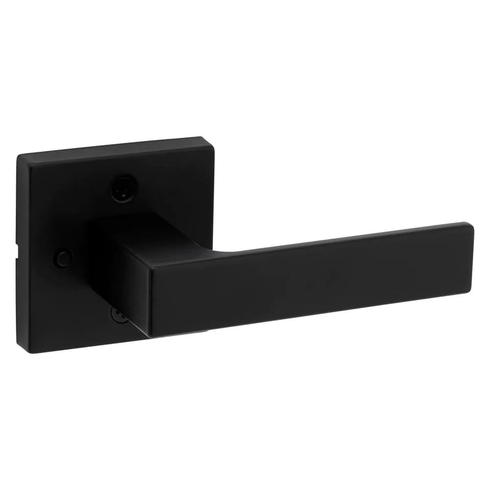 Singapore Square Matte Black Bed/Bath Door Lever with Microban
