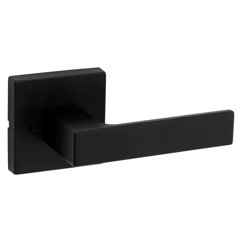 Singapore Square Matte Black Bed/Bath Door Lever with Microban