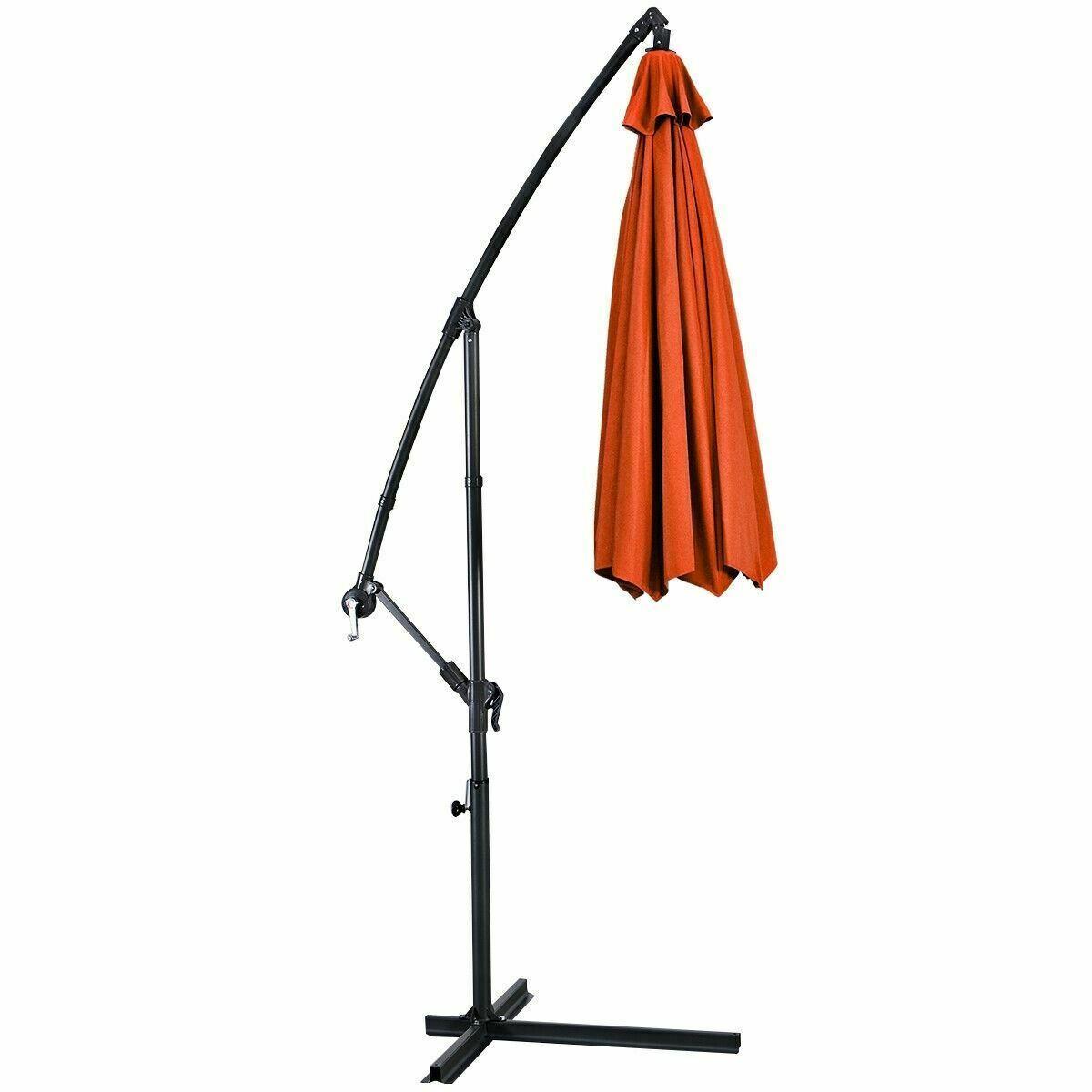 Modern Orange 10' Patio Outdoor Sunshade Hanging Umbrella-
