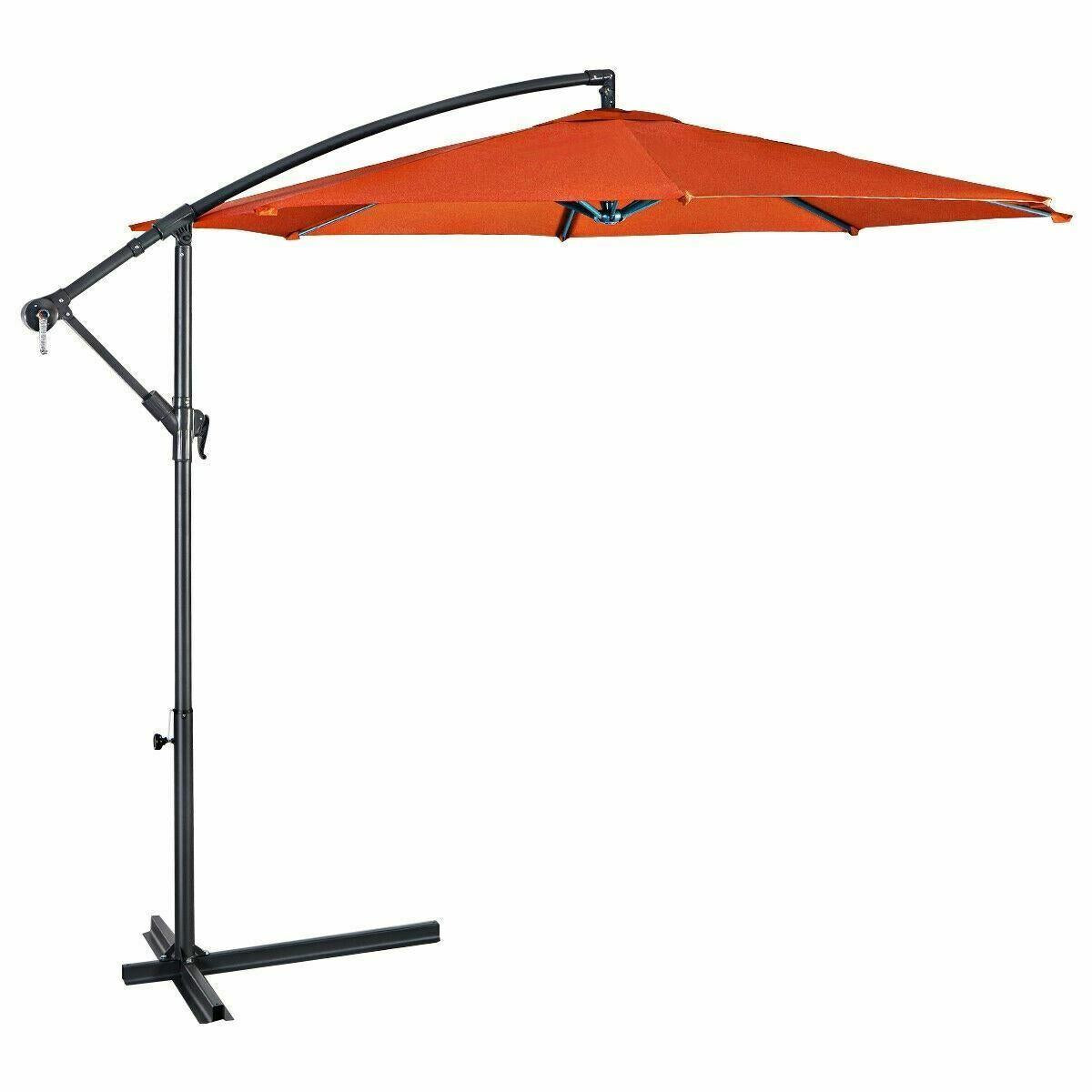 Modern Orange 10' Patio Outdoor Sunshade Hanging Umbrella-