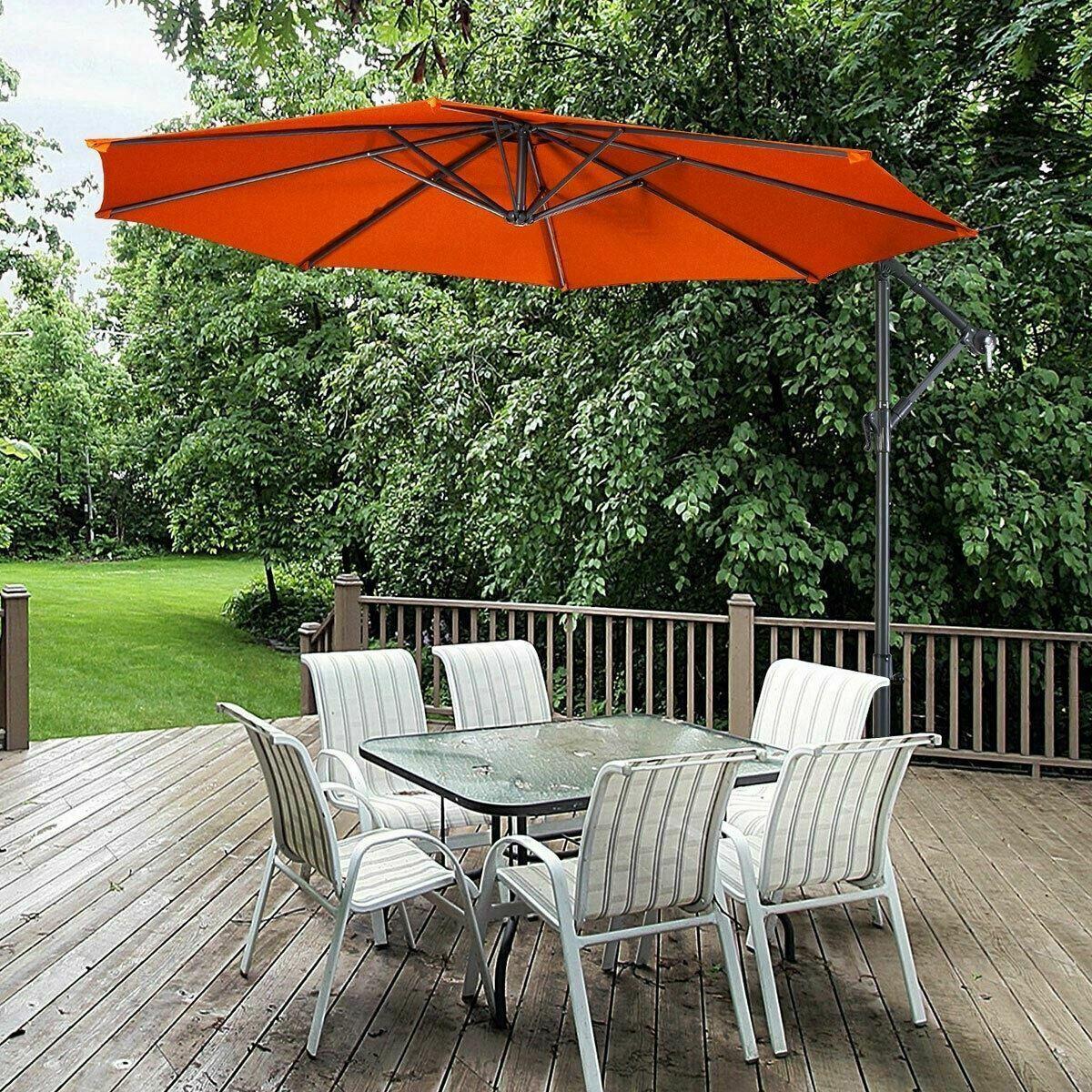 Modern Orange 10' Patio Outdoor Sunshade Hanging Umbrella-