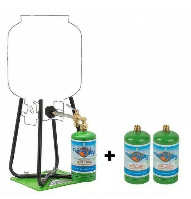 (NEW) Flame King Propane Refill Kit PLUS 2 ADDITIONAL EMPTY CYLINDERS