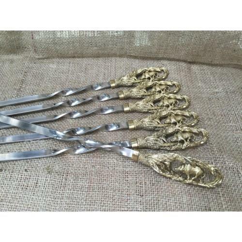 6 Pcs 23 Inch Stainless Steel Metal Barbeque Skewer Needle BBQ Kebab Stick Gift
