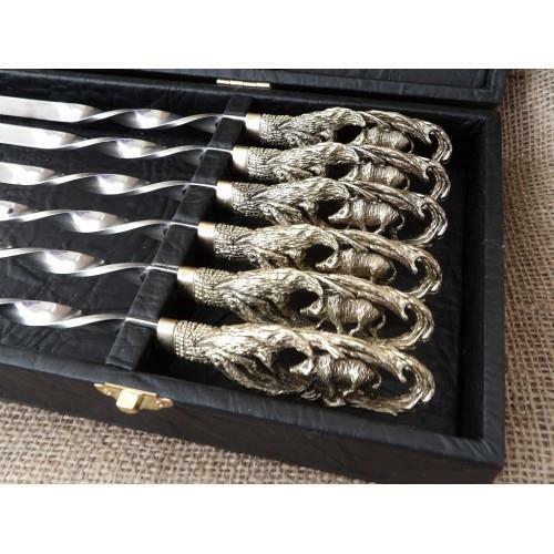 6 Pcs 23 Inch Stainless Steel Metal Barbeque Skewer Needle BBQ Kebab Stick Gift