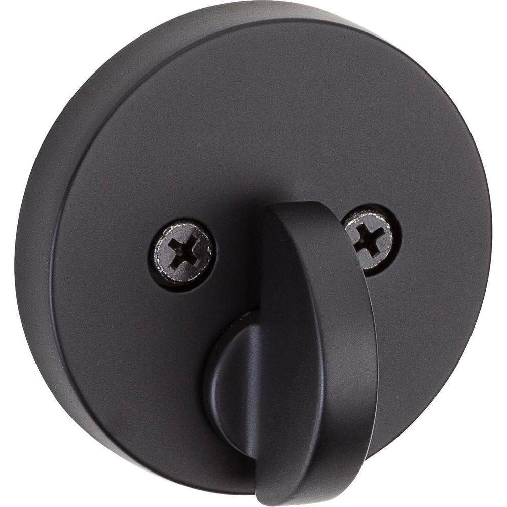 Uptown Low Profile Iron Black Round Contemporary Single Cylinder Deadbolt featuring SmartKey Security