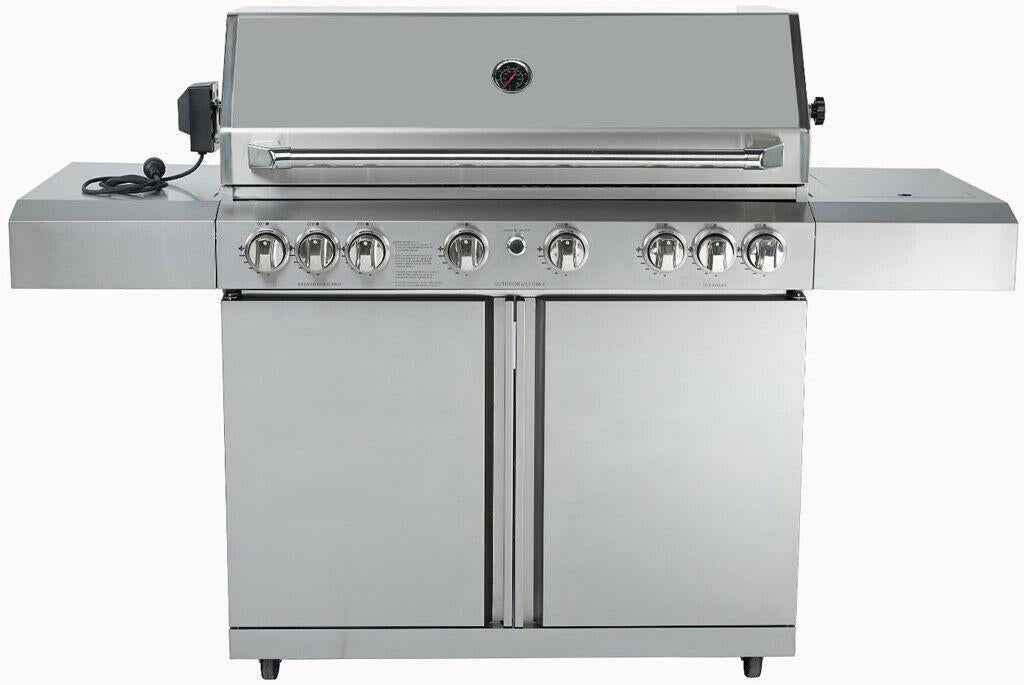 New 8 Burner 96,000 BTU Stainless Steel Outdoor BBQ Grill Propane NG Rotisserie