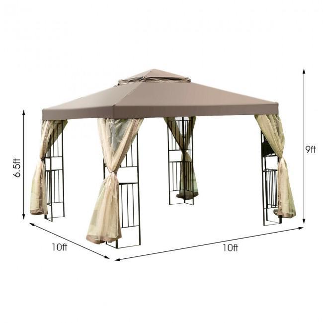 10 Feet x 10 Feet Awning Patio Screw-free Structure Canopy
