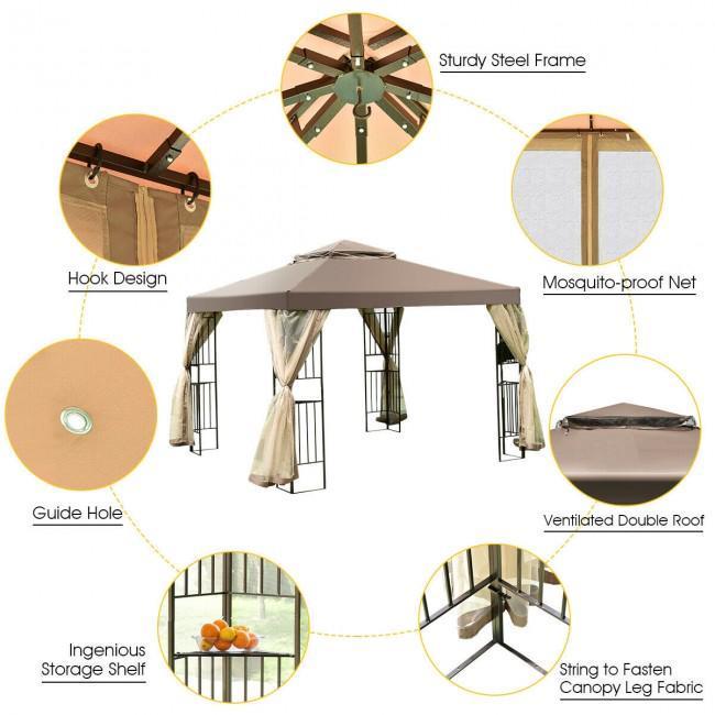 10 Feet x 10 Feet Awning Patio Screw-free Structure Canopy