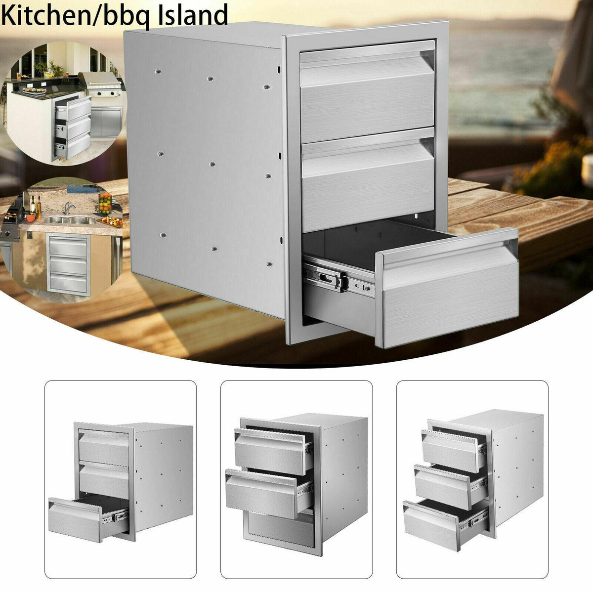 Outdoor Kitchen/bbq Island Stainless Steel Drawer Cabinet Combination Storage