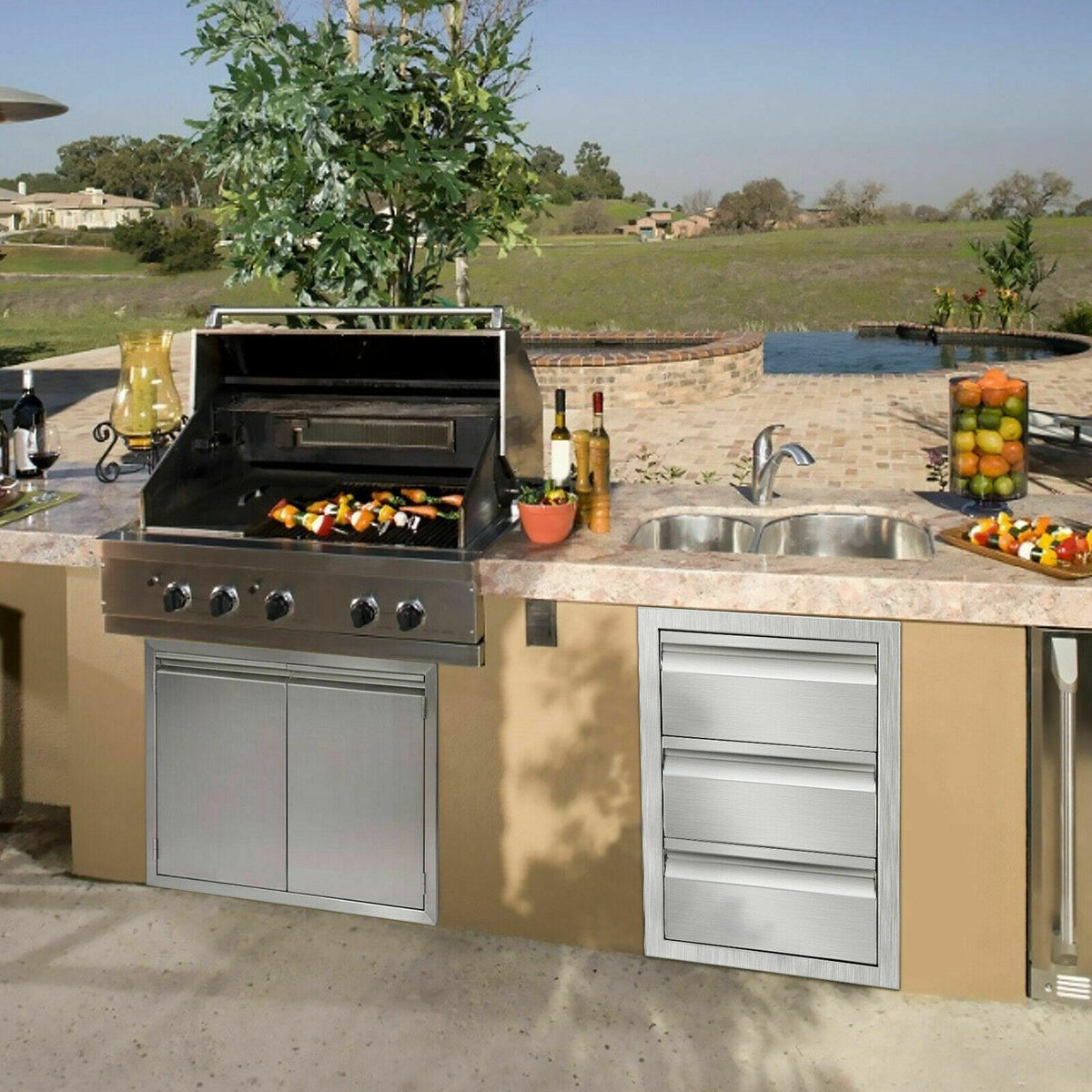 Outdoor Kitchen/bbq Island Stainless Steel Drawer Cabinet Combination Storage