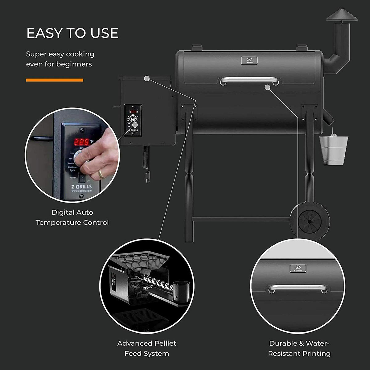 Z GRILLS ZPG-550B 2021 New Wood Pellet Grill 8 in 1 BBQ Smoker Digital Control