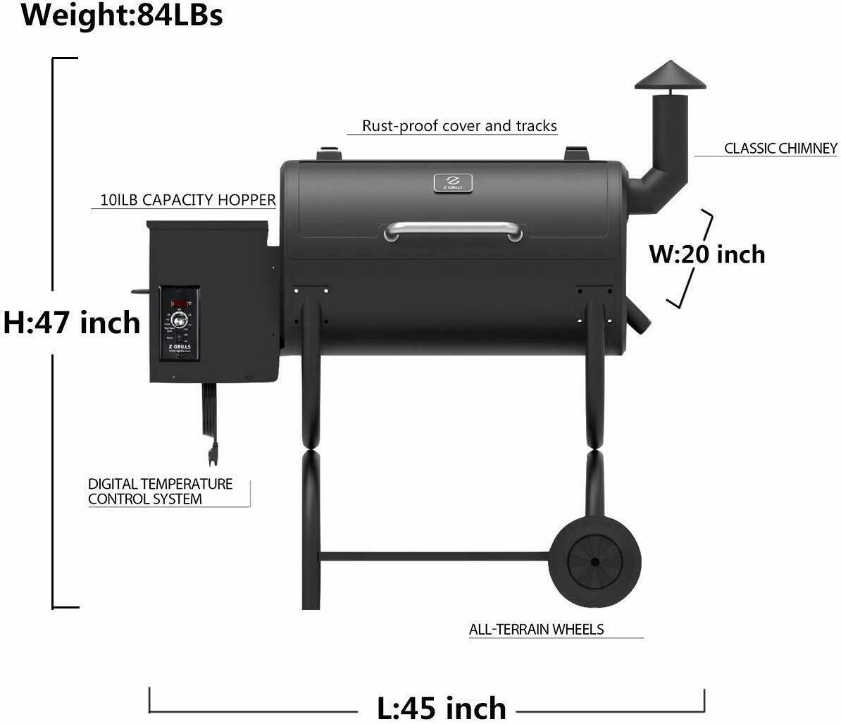 Z GRILLS ZPG-550B 2021 New Wood Pellet Grill 8 in 1 BBQ Smoker Digital Control