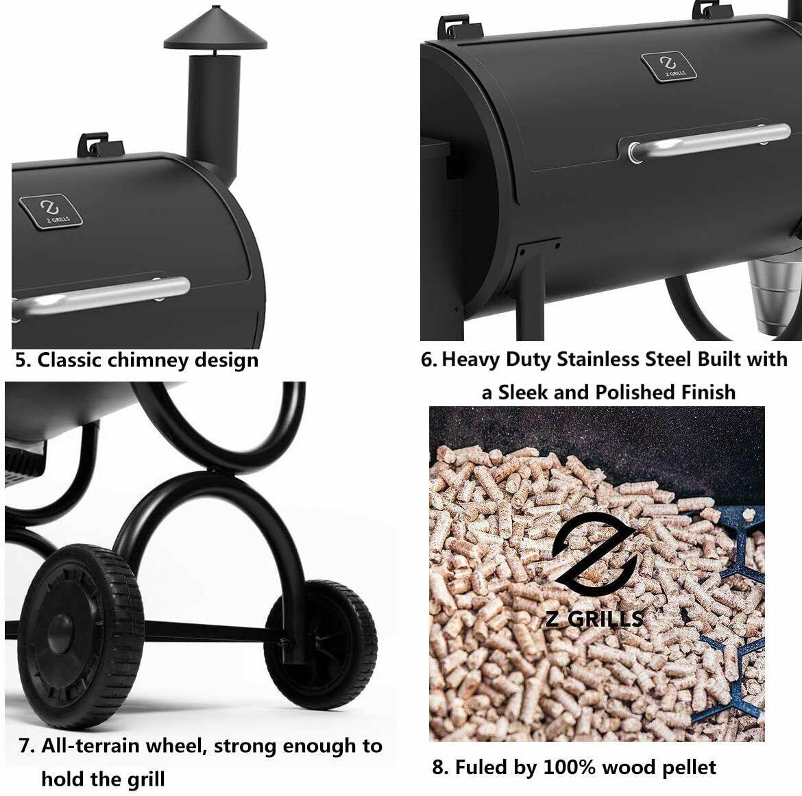 Z GRILLS ZPG-550B 2021 New Wood Pellet Grill 8 in 1 BBQ Smoker Digital Control