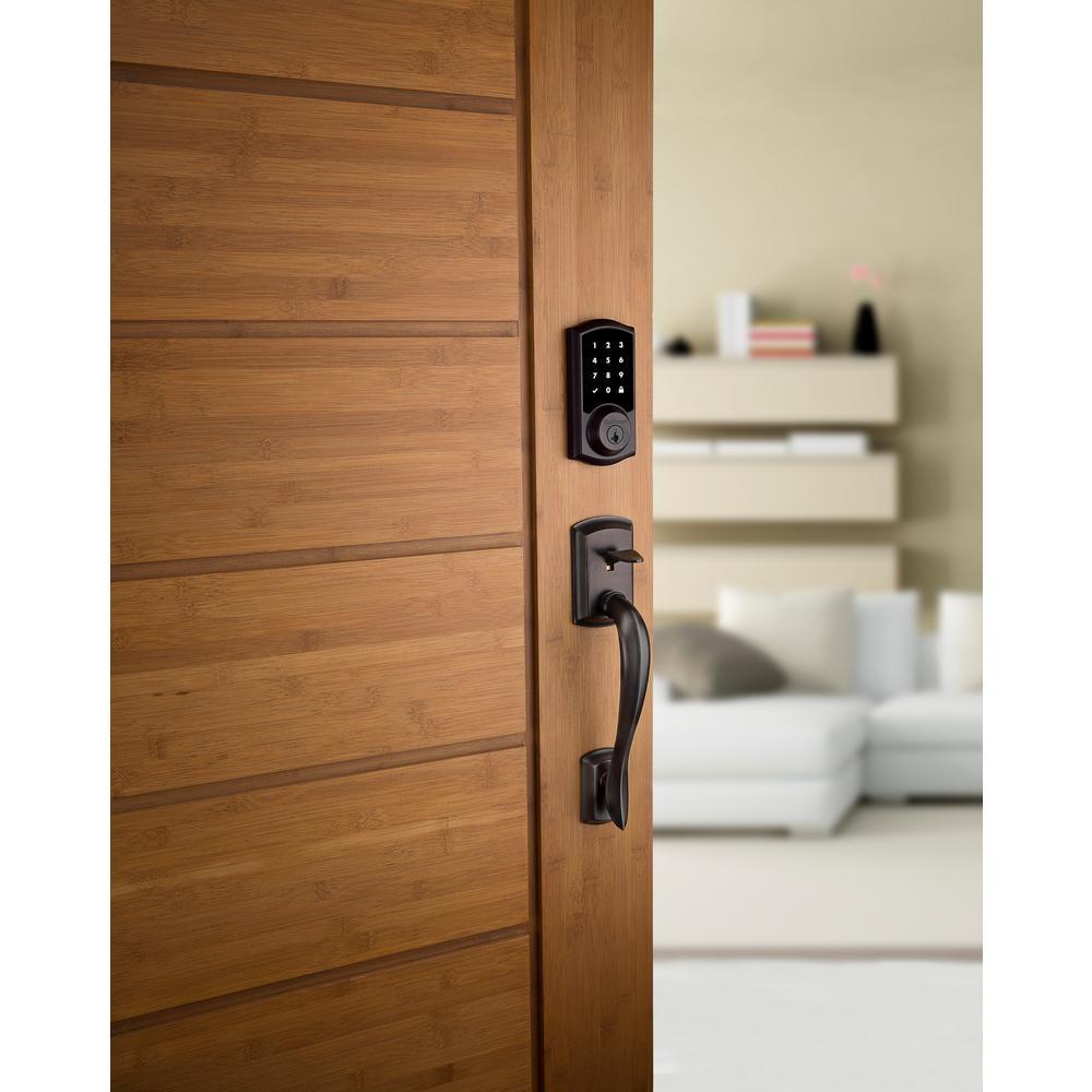 Premis Touchscreen Smart Lock Single Cylinder Venetian Bronze Electronic with Avalon Handleset and Tustin Lever