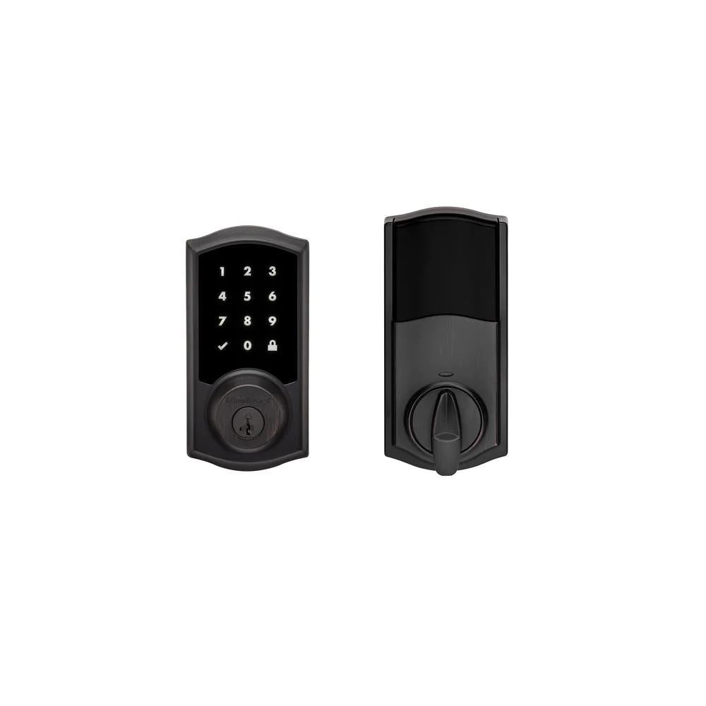 Premis Touchscreen Smart Lock Single Cylinder Venetian Bronze Electronic with Avalon Handleset and Tustin Lever