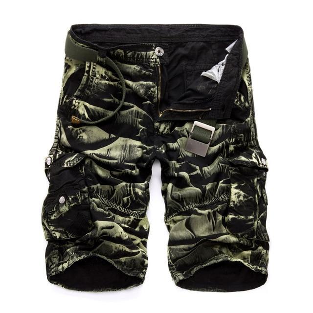 Lukmall Men 2021 Military Summer Army Green Cotton Men Loose Pocket Cargo Shorts