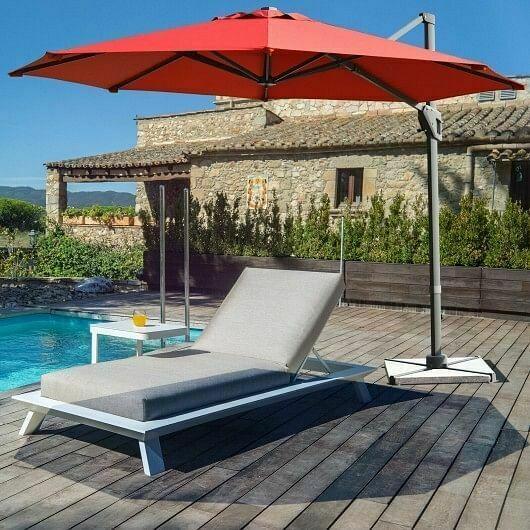 11ft Patio Offset Umbrella with 360 Rotation and Tilt System-Orange - Color: Or
