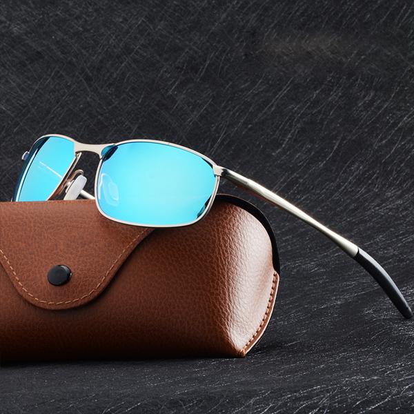 Luxury HD Polarized Silver Metal Frame Driving Pilot Sunglasses With Box
