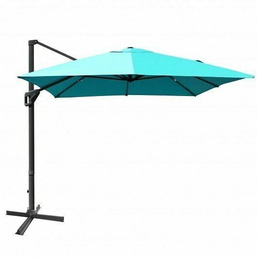 10x13ft Rectangular Cantilever Umbrella with 360 Rotation Function-Turquoise -