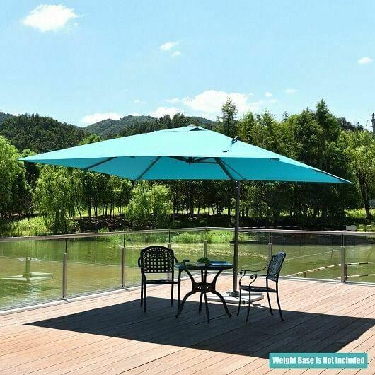 10x13ft Rectangular Cantilever Umbrella with 360 Rotation Function-Turquoise -