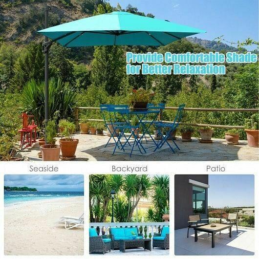 10x13ft Rectangular Cantilever Umbrella with 360 Rotation Function-Turquoise -