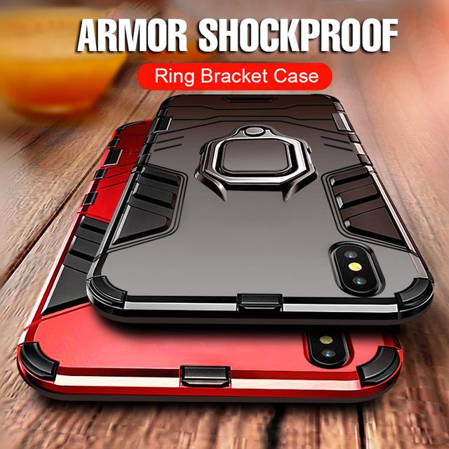 Heavy Duty Anti-knock TPU Cover With Holder For iPhone X XS XR XS Max