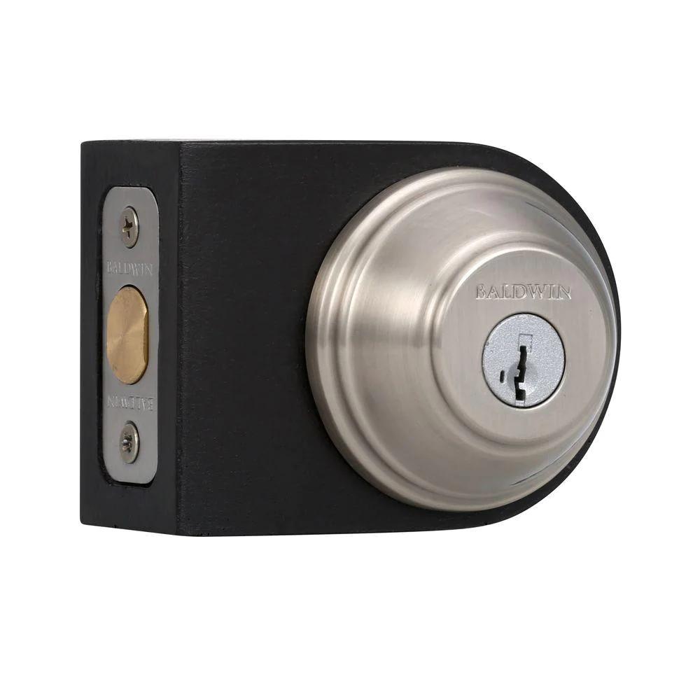PrestiSatin Nickel Single Cylinder Round Deadbolt Featuring SmartKey Security