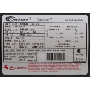 Motor, Century, 1.5hp, 115v/230v, 1-Spd, 56Jfr, C-Face Thd