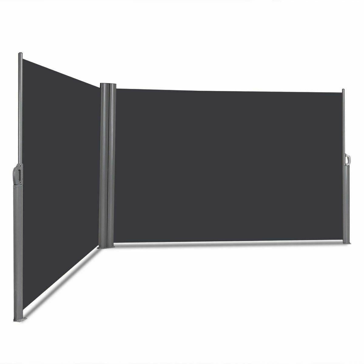 Modern 2 Sides Dark Grey Retractable Privacy Divider Patio/Office Screen
