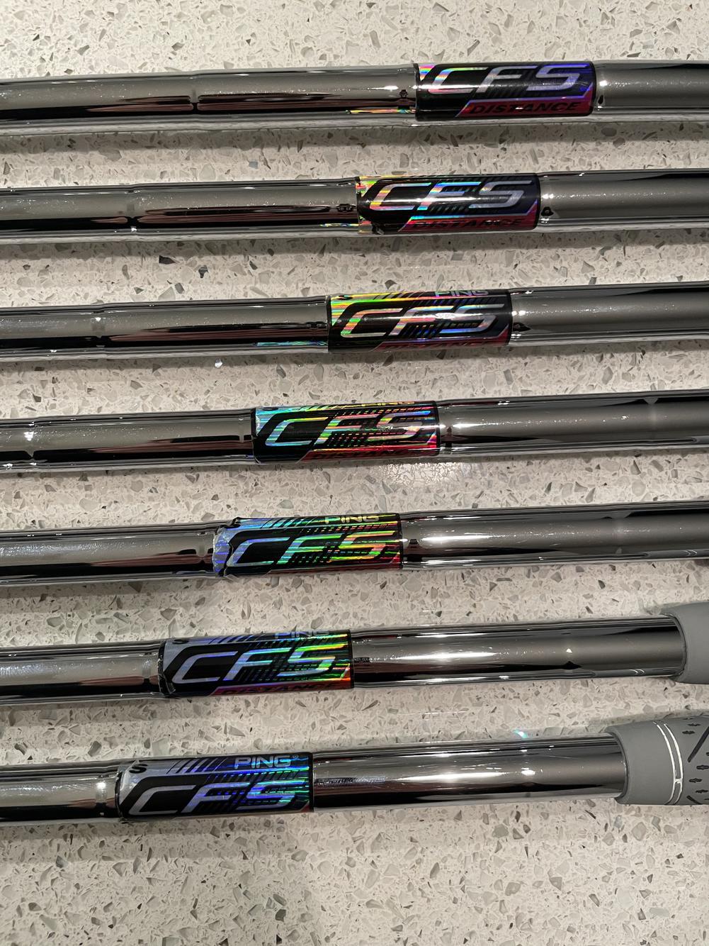 Men's Ping i series Right Handed Iron Set Stiff Flex Steel Shaft wolf grey Golf Pride grips- used